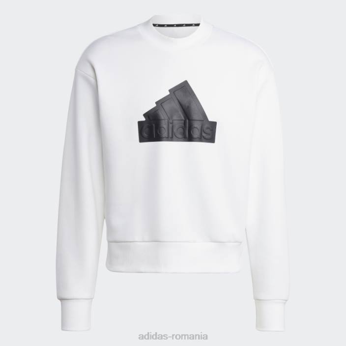 Adidas insignă icoane viitoare ale echipajului sport hanorac alb bărbați alb negru 2JBN5330