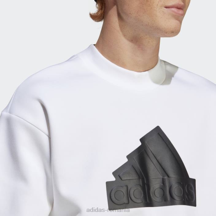 Adidas insignă icoane viitoare ale echipajului sport hanorac alb bărbați alb negru 2JBN5330