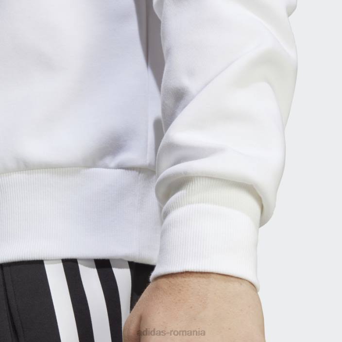 Adidas insignă icoane viitoare ale echipajului sport hanorac alb bărbați alb negru 2JBN5330