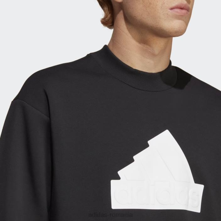 Adidas insignă icoane viitoare ale echipajului sport hanorac negru bărbați alb negru 2JBN5089