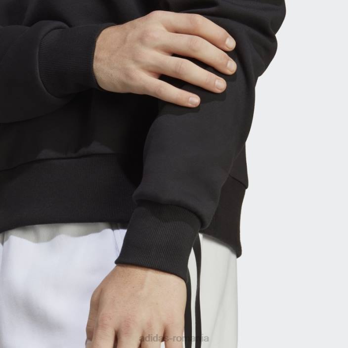Adidas insignă icoane viitoare ale echipajului sport hanorac negru bărbați alb negru 2JBN5089