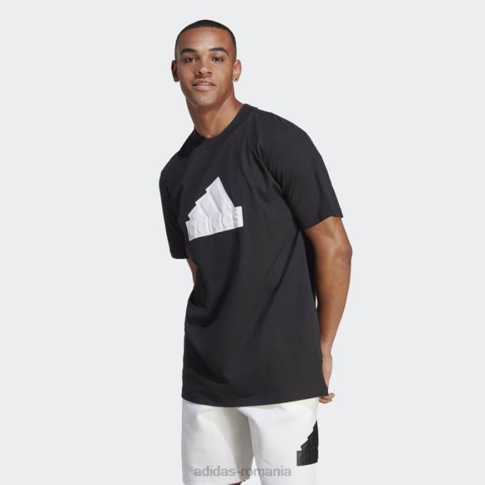 Adidas insignă neagră cu icoane viitoare ale tricouului sport adidas bărbați alb negru 2JBN13359