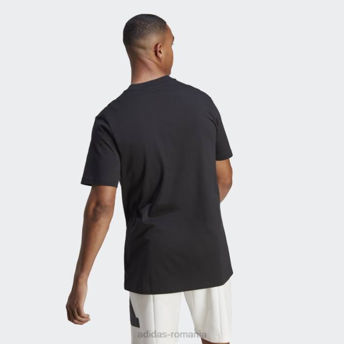 Adidas insigna neagră cu icoane viitoare ale tricouului sport bărbați alb negru 2JBN5147