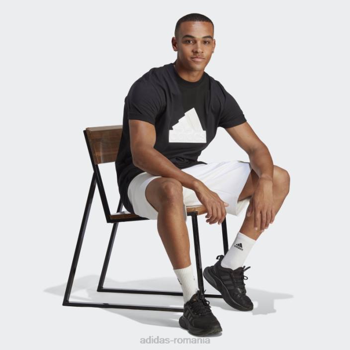 Adidas insigna neagră cu icoane viitoare ale tricouului sport bărbați alb negru 2JBN5147