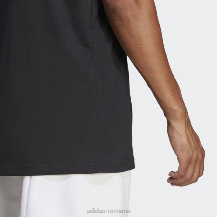 Adidas insigna neagră cu icoane viitoare ale tricouului sport bărbați alb negru 2JBN5147