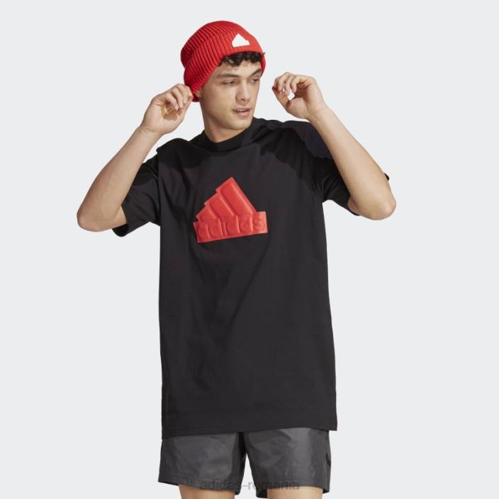 Adidas insigna neagră cu icoane viitoare ale tricouului sport bărbați negru/rosu 2JBN5860