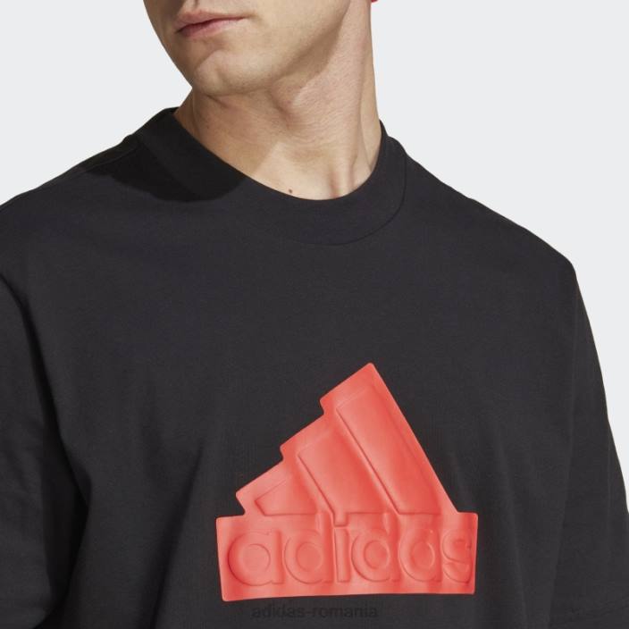 Adidas insigna neagră cu icoane viitoare ale tricouului sport bărbați negru/rosu 2JBN5860