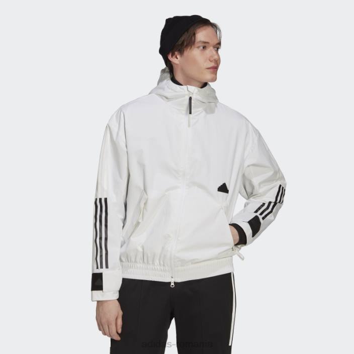 Adidas jachetă albă cu 3 dungi adidas bărbați alb 2JBN15021