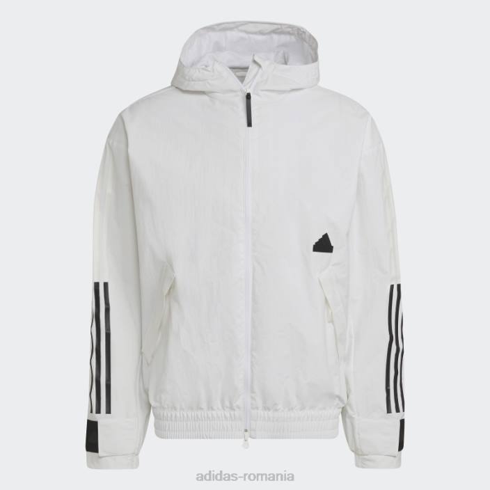 Adidas jachetă albă cu 3 dungi adidas bărbați alb 2JBN15021
