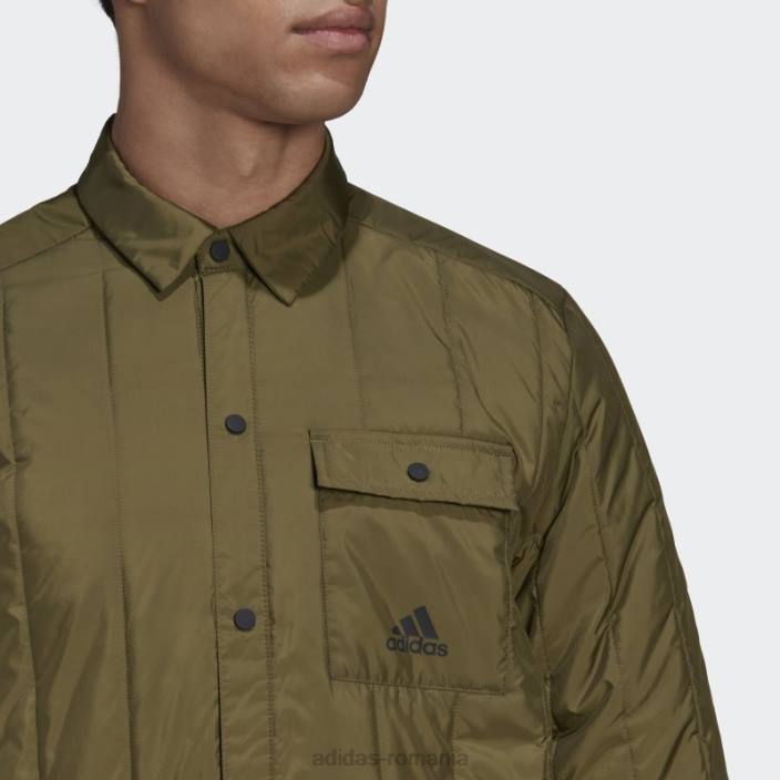 Adidas jachetă cămașă lite itavic 3 dungi olive bărbați măsline 2JBN6967