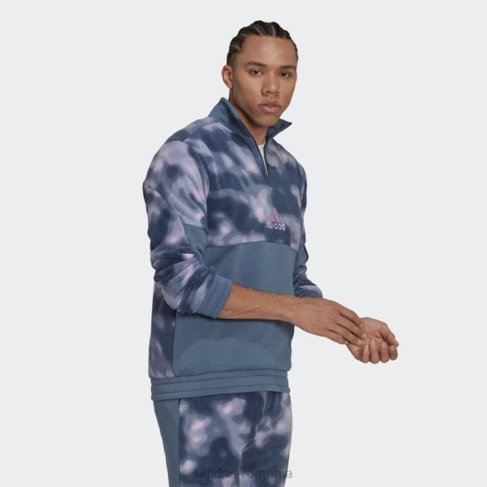 Adidas jachetă cu fermoar 1/4 cu imprimeu natura polar fleece nature bărbați oțel/liliac 2JBN7201