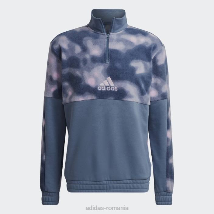 Adidas jachetă cu fermoar 1/4 cu imprimeu natura polar fleece nature bărbați oțel/liliac 2JBN7201