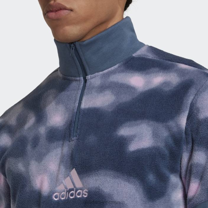 Adidas jachetă cu fermoar 1/4 cu imprimeu natura polar fleece nature bărbați oțel/liliac 2JBN7201