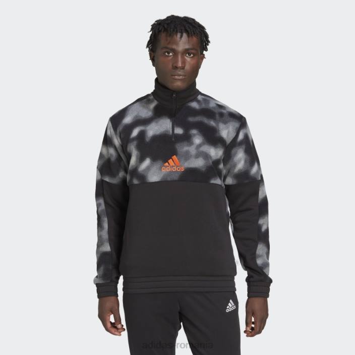 Adidas jachetă cu fermoar 1/4 cu imprimeu natura polar fleece negru adidas bărbați gri inchis 2JBN7350
