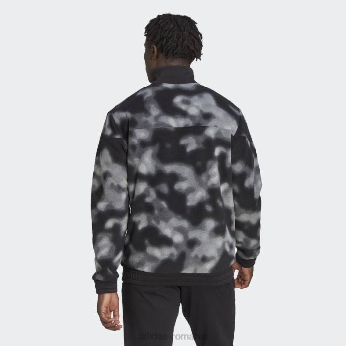 Adidas jachetă cu fermoar 1/4 cu imprimeu natura polar fleece negru adidas bărbați gri inchis 2JBN7350