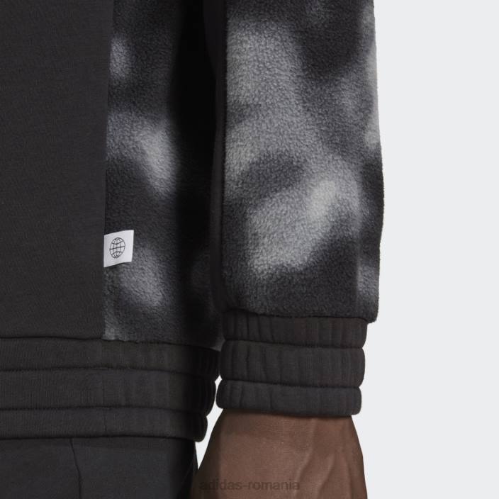 Adidas jachetă cu fermoar 1/4 cu imprimeu natura polar fleece negru adidas bărbați gri inchis 2JBN7350