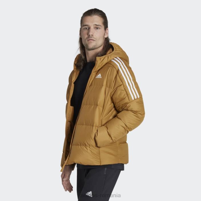 Adidas jachetă cu glugă din puf de greutate medie mesa essentials bărbați mesa/alb 2JBN7169
