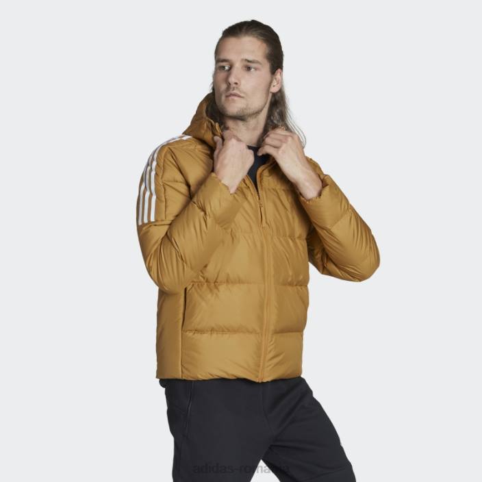 Adidas jachetă cu glugă din puf de greutate medie mesa essentials bărbați mesa/alb 2JBN7169