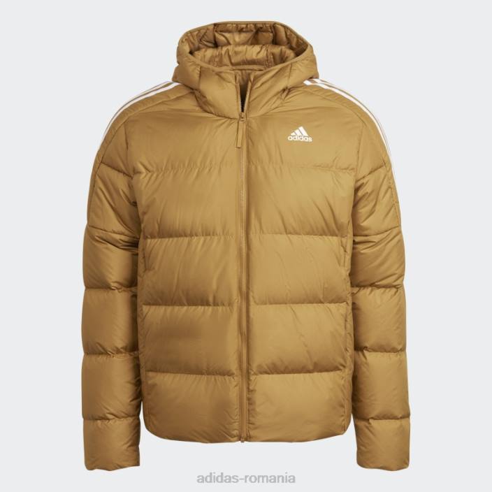 Adidas jachetă cu glugă din puf de greutate medie mesa essentials bărbați mesa/alb 2JBN7169
