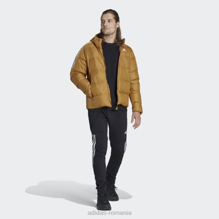 Adidas jachetă cu glugă din puf de greutate medie mesa essentials bărbați mesa/alb 2JBN7169