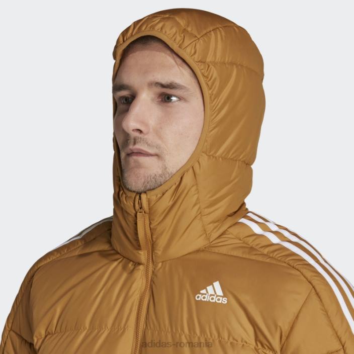 Adidas jachetă cu glugă din puf de greutate medie mesa essentials bărbați mesa/alb 2JBN7169