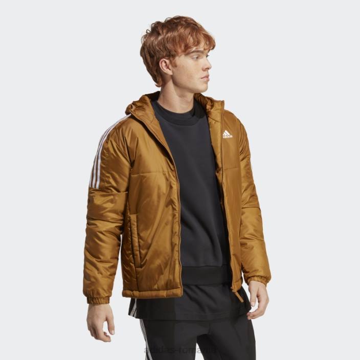 Adidas jachetă cu glugă izolată essentials bronz bărbați bronz 2JBN13760