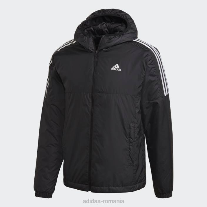 Adidas jachetă cu glugă izolată essentials neagră bărbați negru 2JBN6781
