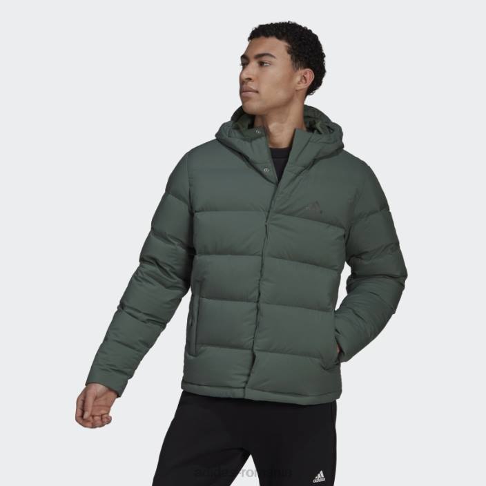Adidas jachetă de puf cu glugă helionic de oxid verde bărbați oxid verde 2JBN6749