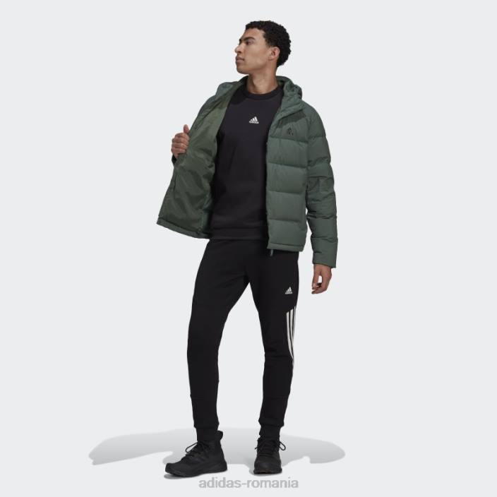 Adidas jachetă de puf cu glugă helionic de oxid verde bărbați oxid verde 2JBN6749