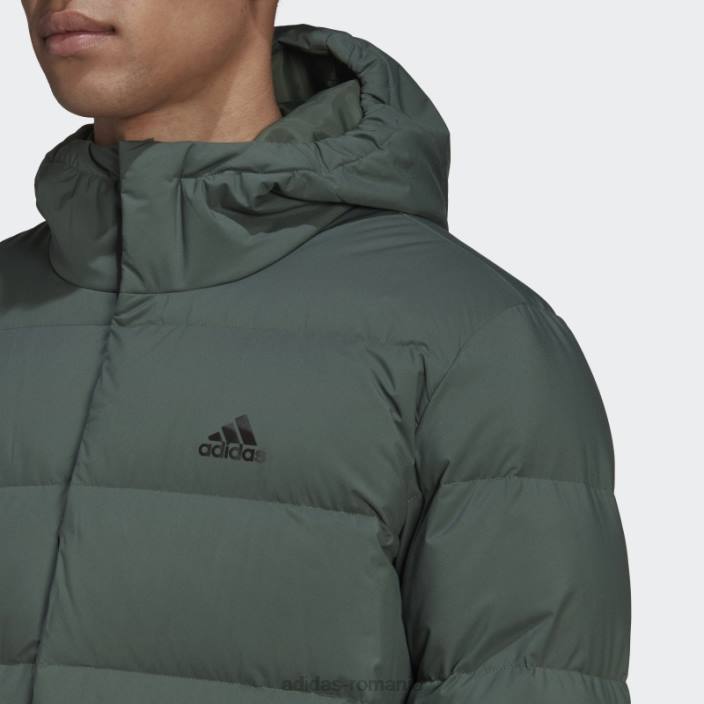 Adidas jachetă de puf cu glugă helionic de oxid verde bărbați oxid verde 2JBN6749