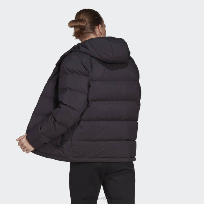 Adidas jachetă de puf cu glugă helionic negru adidas bărbați negru 2JBN6786