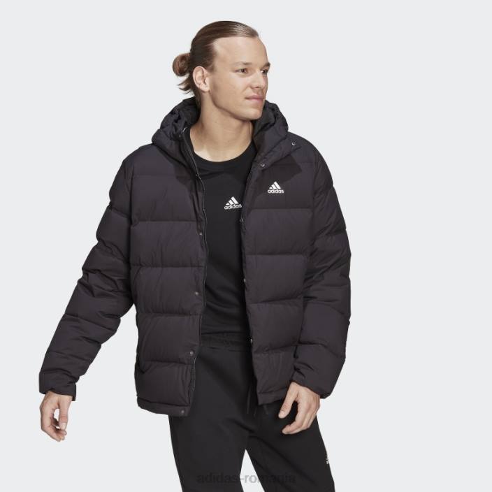 Adidas jachetă de puf cu glugă helionic negru adidas bărbați negru 2JBN6786