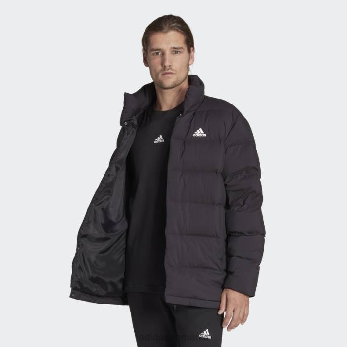 Adidas jachetă de puf de lungime medie helionic neagră bărbați negru 2JBN6787