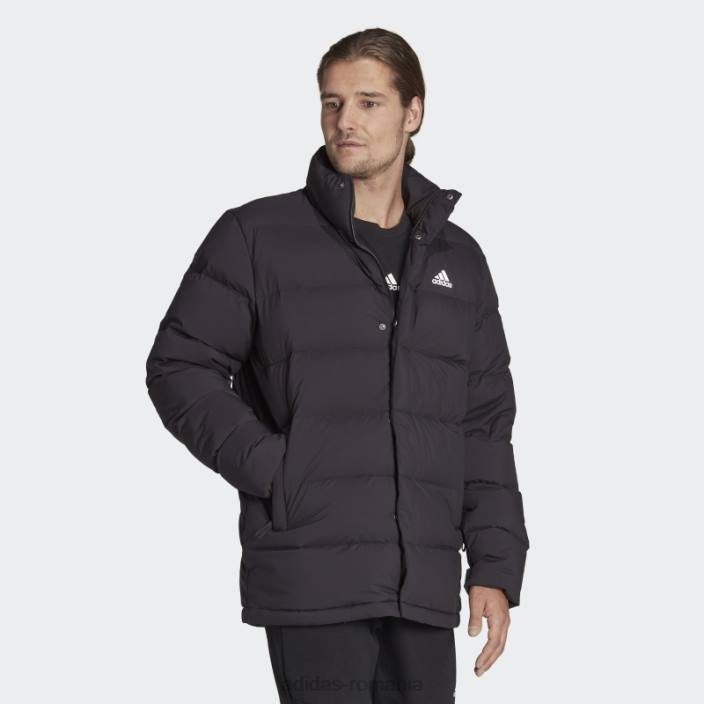 Adidas jachetă de puf de lungime medie helionic neagră bărbați negru 2JBN6787