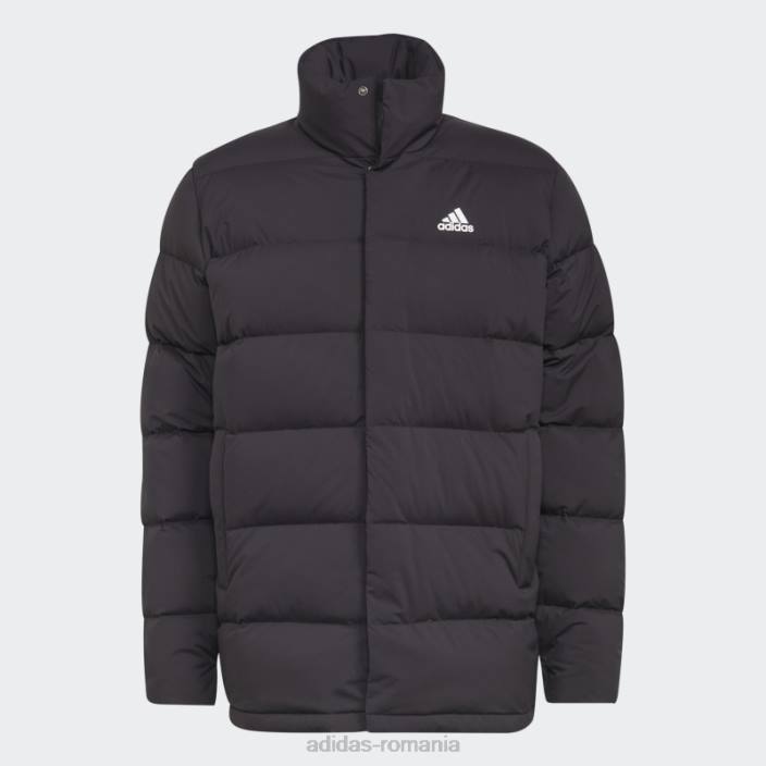 Adidas jachetă de puf de lungime medie helionic neagră bărbați negru 2JBN6787