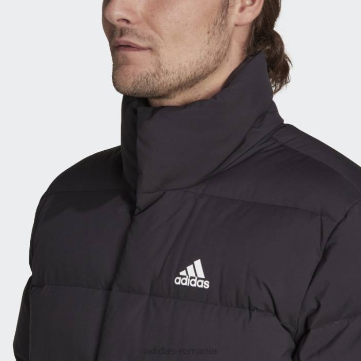 Adidas jachetă de puf de lungime medie helionic neagră bărbați negru 2JBN6787