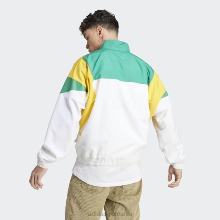 Adidas jachetă de sport albă colorblock bărbați alb/verde curte/auriu 2JBN5800