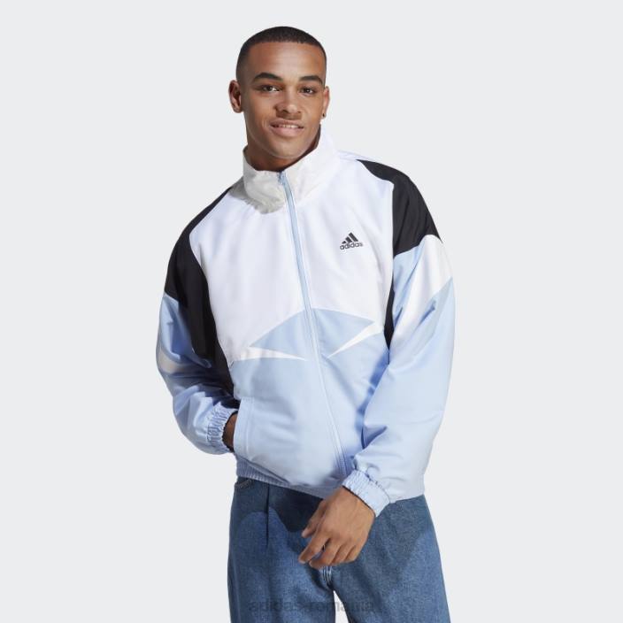 Adidas jachetă de sport colorblock albastru bărbați albastru zori/alb/negru 2JBN5801