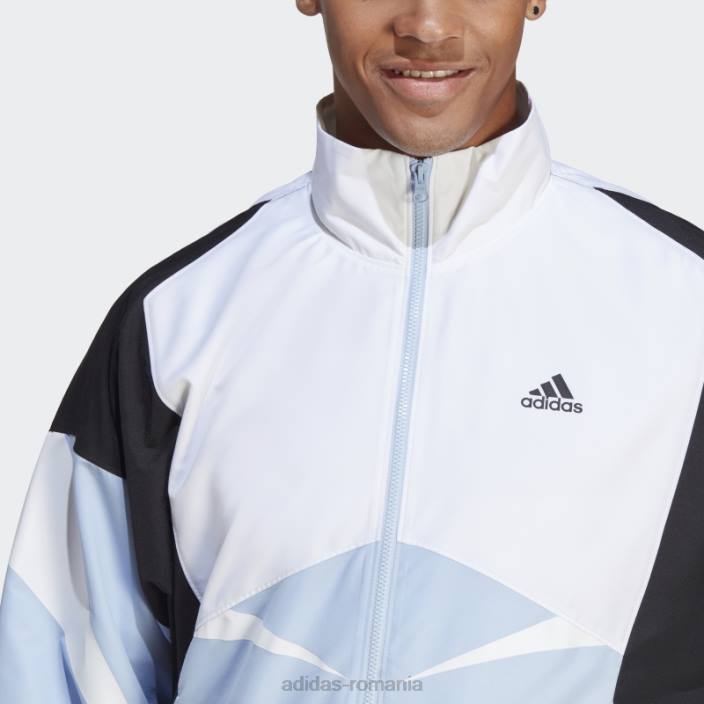 Adidas jachetă de sport colorblock albastru bărbați albastru zori/alb/negru 2JBN5801