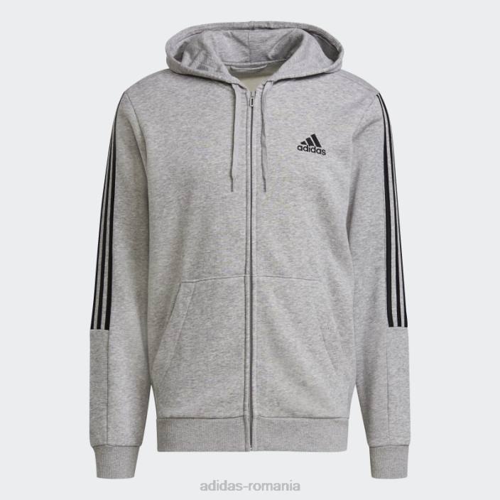 Adidas jachetă de sport cu 3 dungi, gri mediu, essentials bărbați gri mediu/negru 2JBN1619