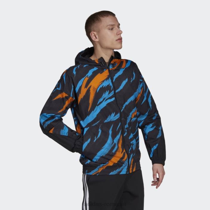 Adidas jachetă de vânt neagră trvl tiger camo bărbați negru 2JBN14986