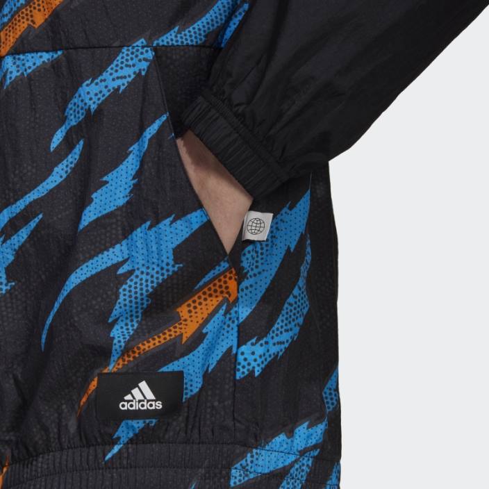 Adidas jachetă de vânt neagră trvl tiger camo bărbați negru 2JBN14986
