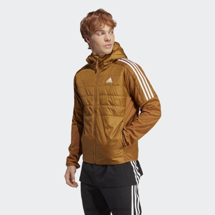 Adidas jachetă hibrid izolată cu glugă, bronz adidas bărbați bronz 2JBN14016