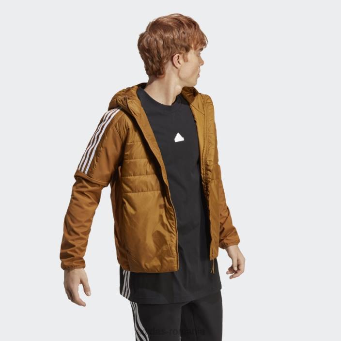 Adidas jachetă hibrid izolată cu glugă, bronz adidas bărbați bronz 2JBN14016