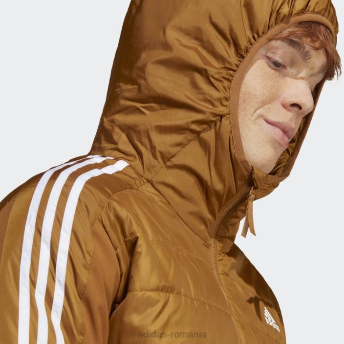 Adidas jachetă hibrid izolată cu glugă, bronz adidas bărbați bronz 2JBN14016