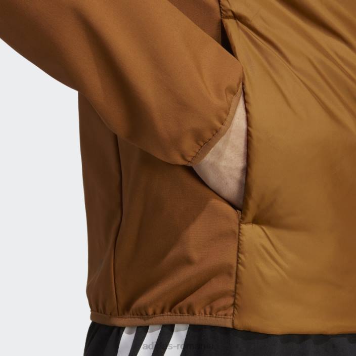 Adidas jachetă hibrid izolată cu glugă, bronz adidas bărbați bronz 2JBN14016