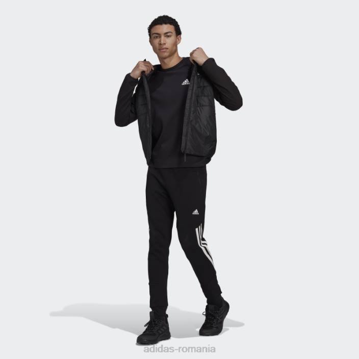Adidas jachetă hibridă izolată cu glugă neagră essentials bărbați negru 2JBN13763