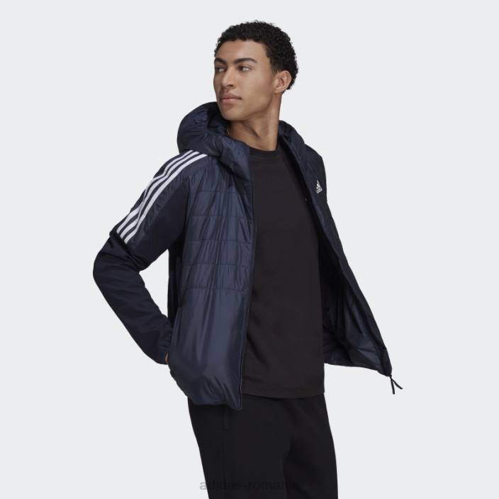 Adidas jachetă hibridă izolată ink essentials cu glugă bărbați cerneală 2JBN13936