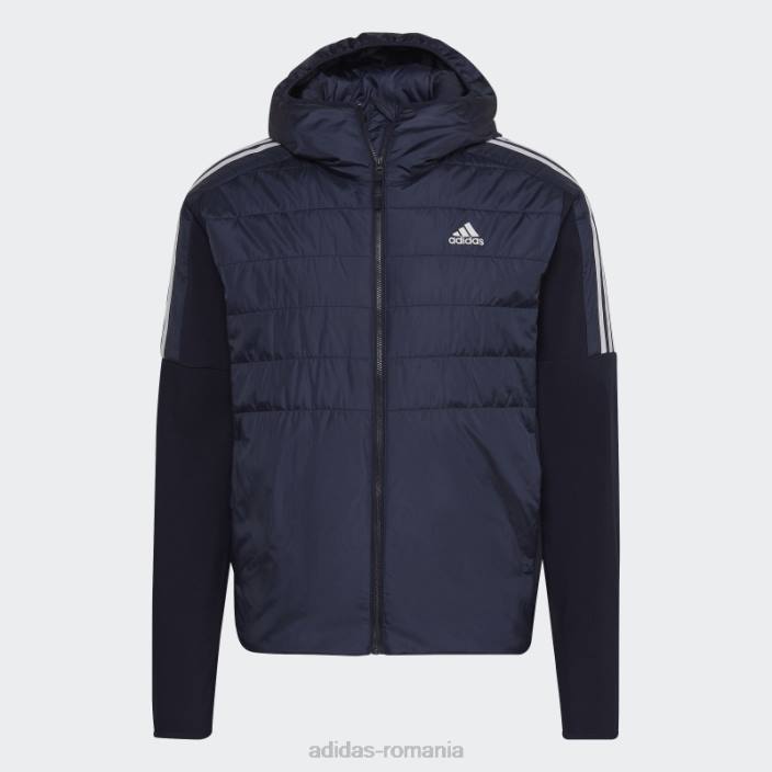 Adidas jachetă hibridă izolată ink essentials cu glugă bărbați cerneală 2JBN13936