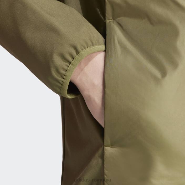 Adidas jachetă hibridă izolată olive essentials cu glugă bărbați măsline 2JBN13732